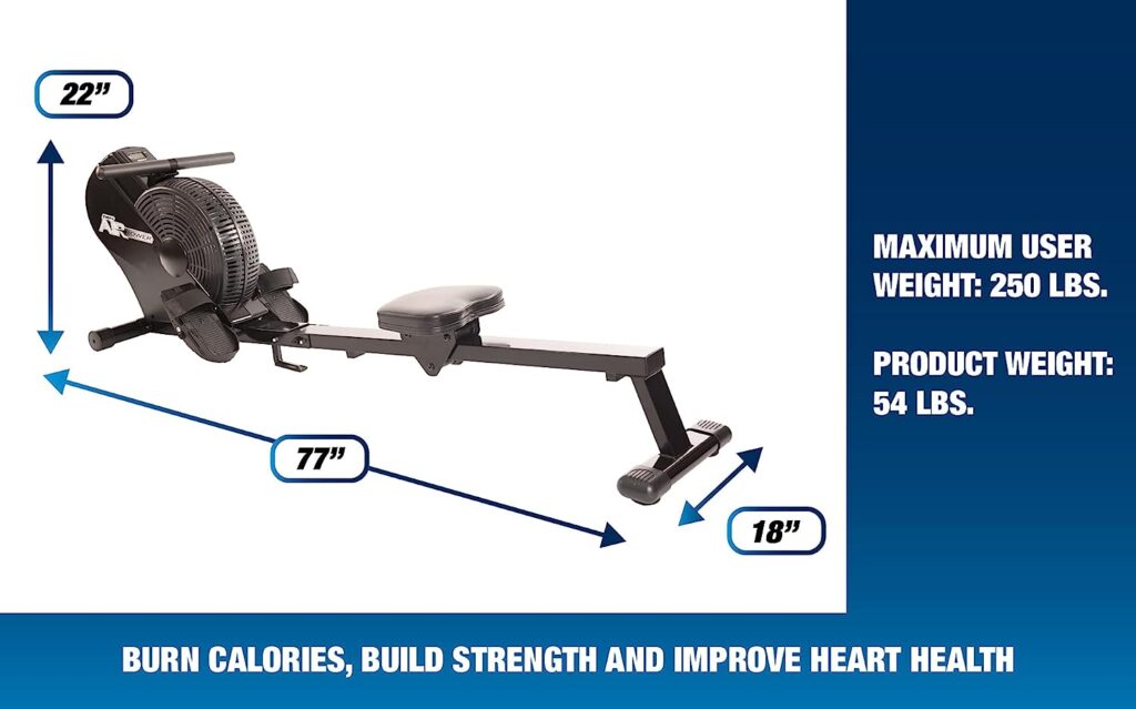 Stamina ATS Air Rower | Rowing Machine | LCD Monitor | Dynamic Air Resistance | Folding Design | Tone Muscle and Improve Heart Health