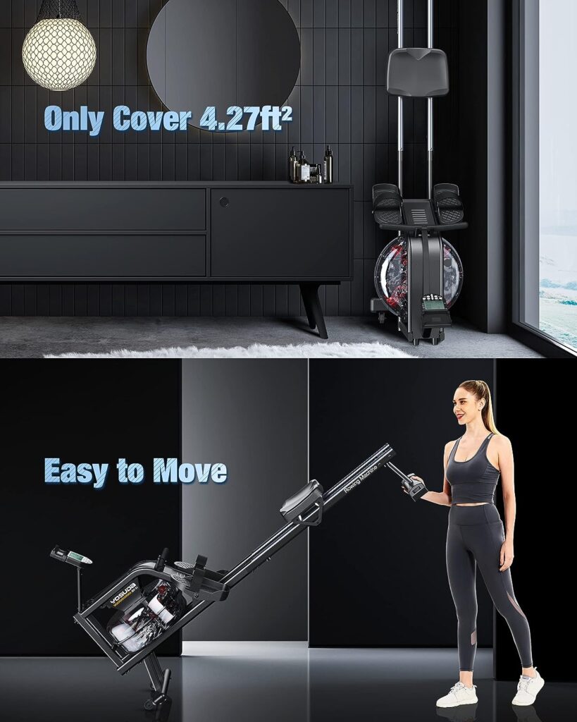 YOSUDA Magnetic/Water Rowing Machine 350 LB Weight Capacity - Foldable Rower for Home Use with LCD Monitor, Tablet Holder and Comfortable Seat Cushion