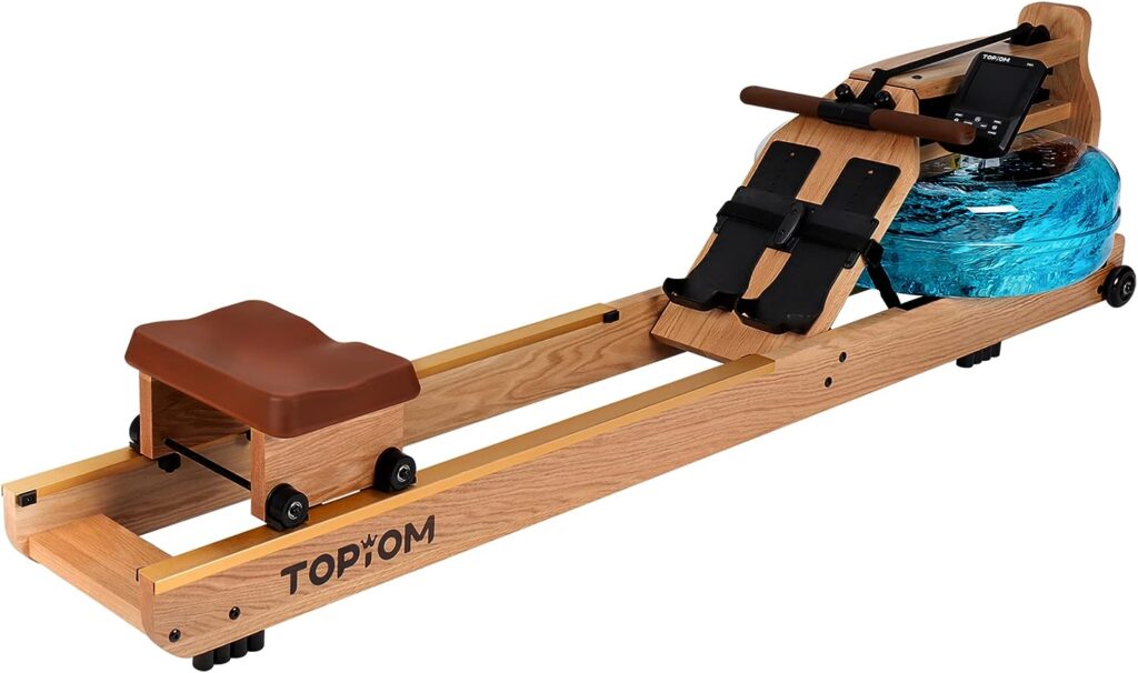 TOPIOM Water Rower Rowing Machine with TM-3 Performance Monitor, 400 lbs Max Load