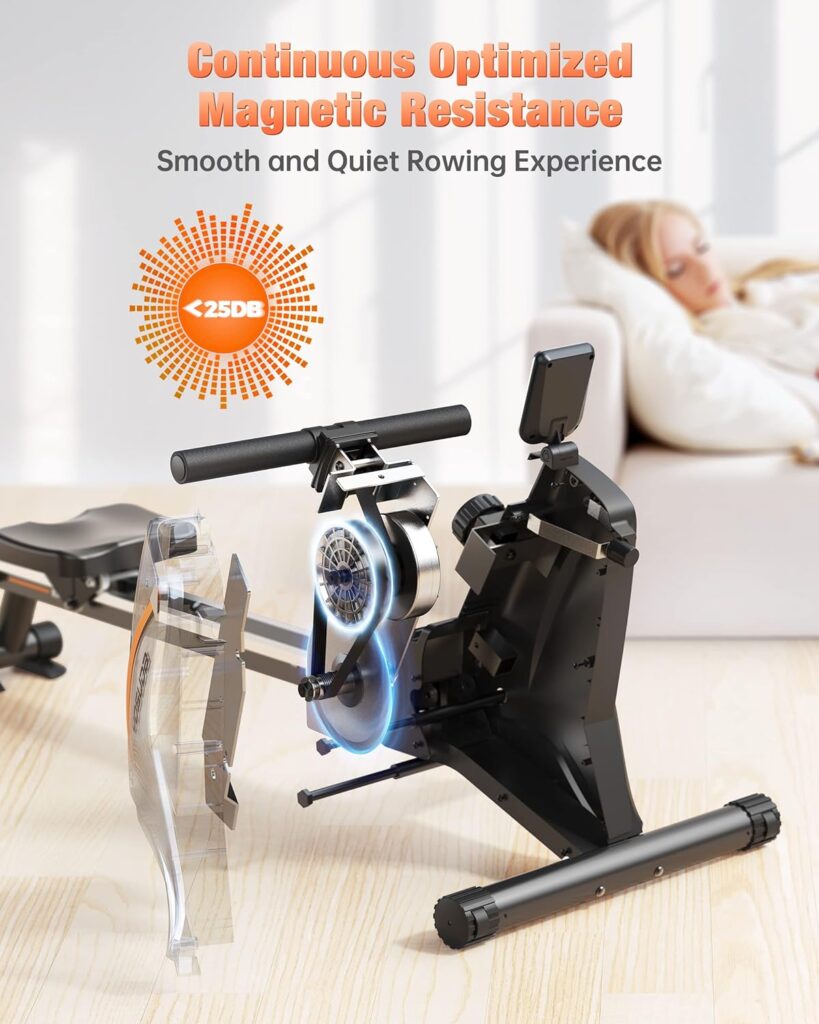 YOSUDA Magnetic Rowing Machine, Compact Rower for Home Use with LCD Monitor and Comfortable Seat Cushion