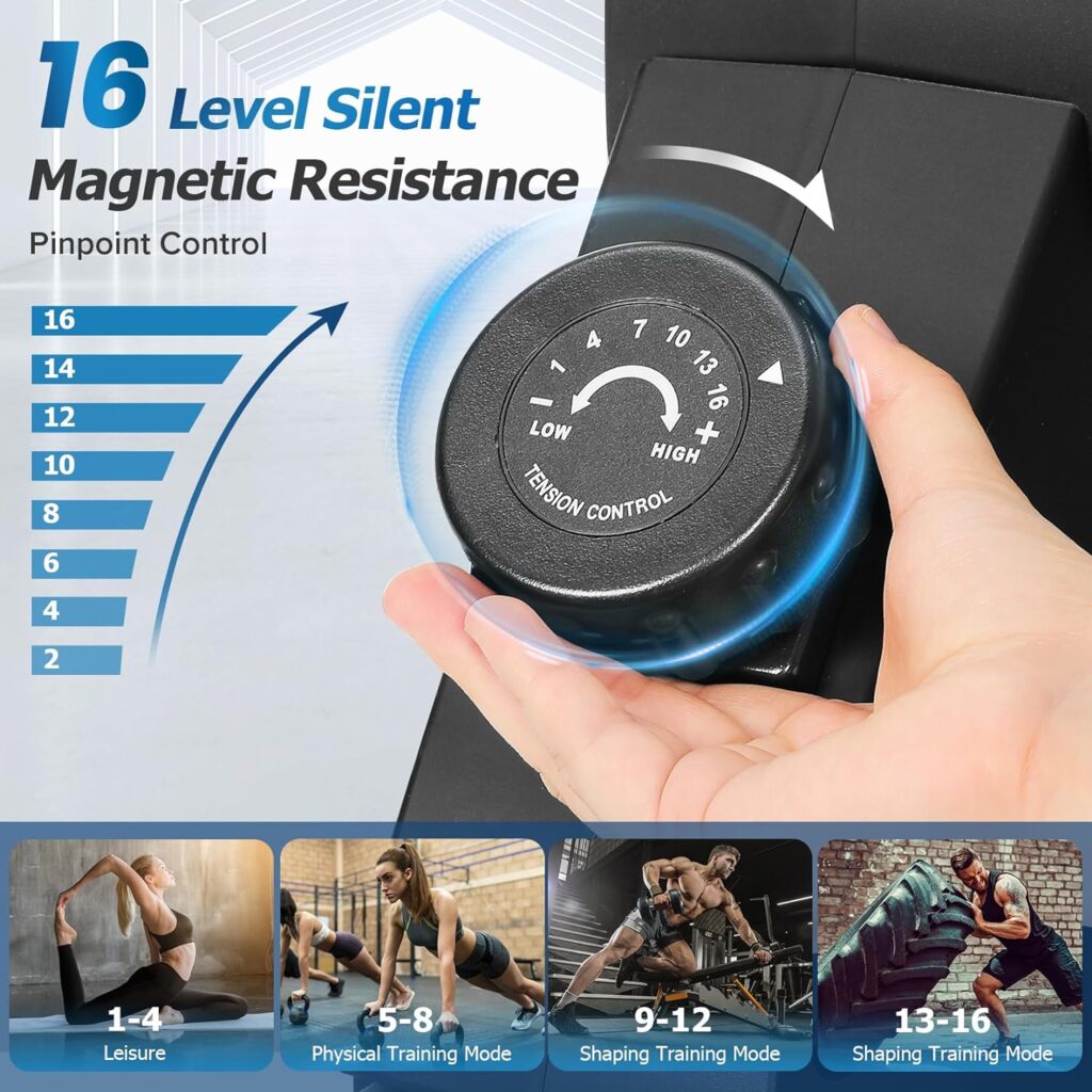 Rowing Machine, [Professional Competition Steel] Dripex Magnetic Rower with Aluminum Slide Rail, LCD Monitor, Rowing Machine for Home Use and Cardio Training