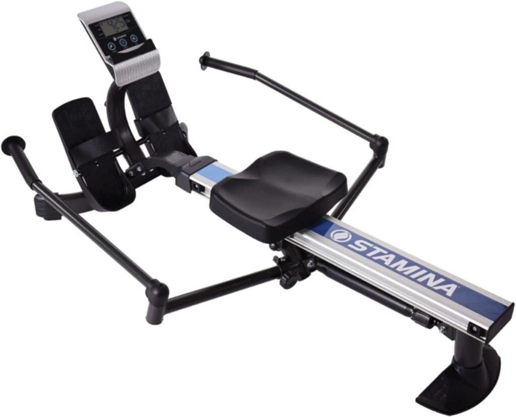 Stamina BodyTrac Glider Hydraulic Rowing Machine with Smart Workout App - Rower Workout Machine with Cylinder Resistance - Up to 250 lbs Weight Capacity