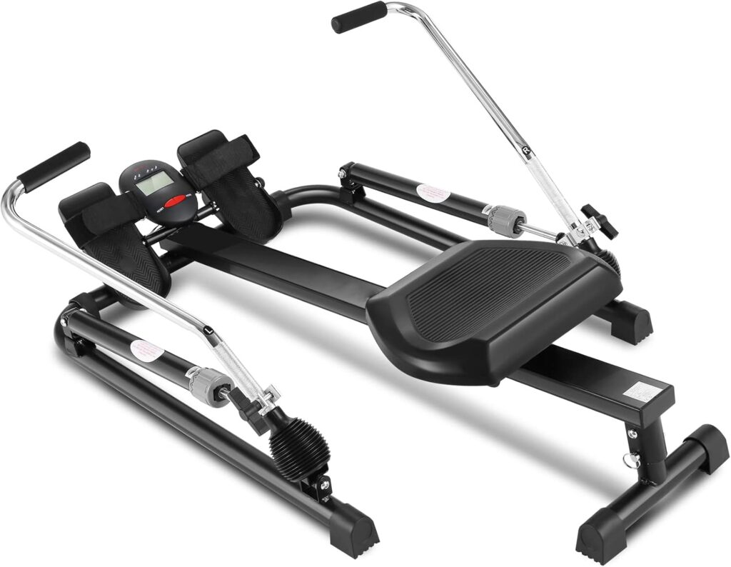 FUNMILY Rowing Machines for Home Use, Foldable Rowers, Exercise Equipment Cardio Training Fitness with 12 Level Smooth Hydraulic Resistance Black