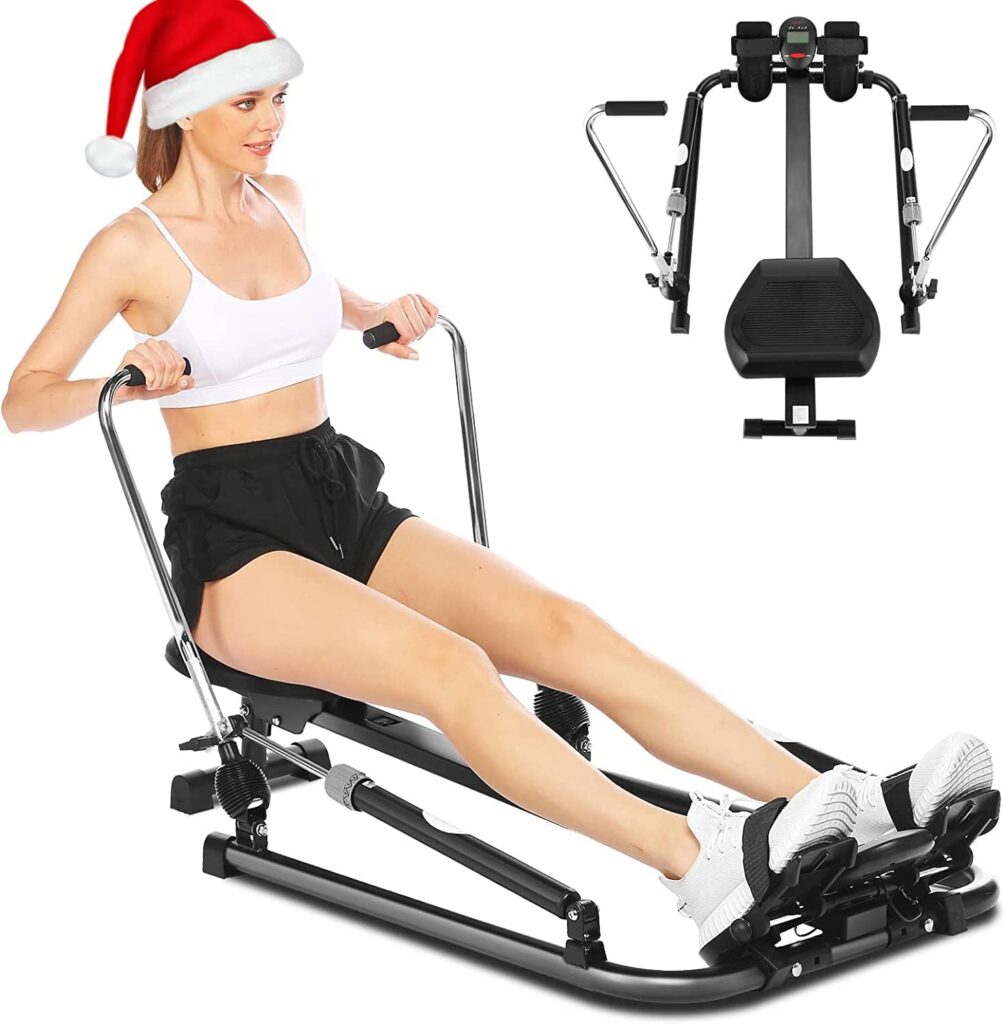 FUNMILY Rowing Machines for Home Use, Foldable Rowers, Exercise Equipment Cardio Training Fitness with 12 Level Smooth Hydraulic Resistance Black