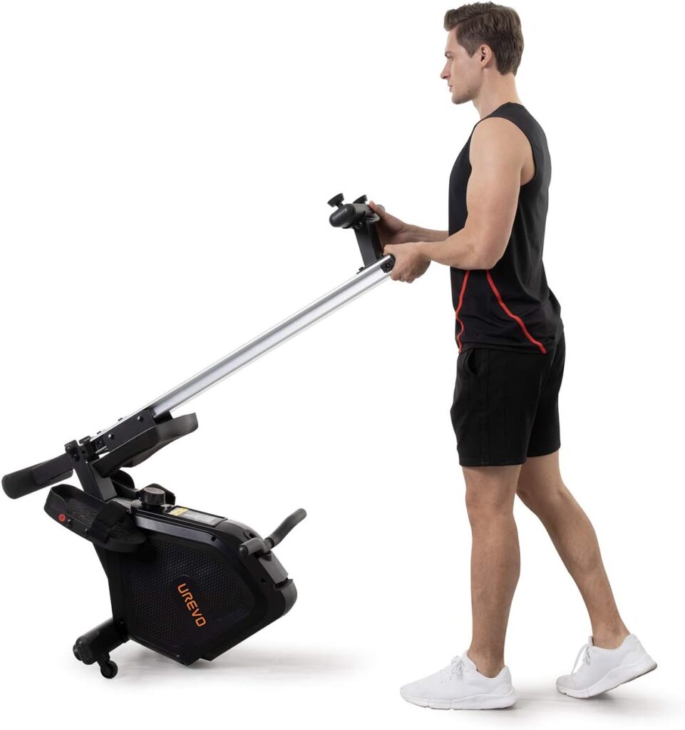 UREVO Foldable Rowing Machine Rower, Magnetic Row Machine Folding Exercise Rower with Aluminum Rail, LCD Monitor,8 Level Adjustable Resistance,330 lb Weight Capacity