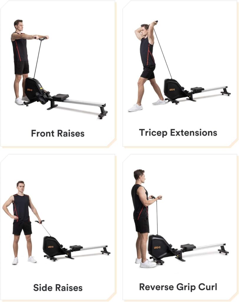 UREVO Foldable Rowing Machine Rower, Magnetic Row Machine Folding Exercise Rower with Aluminum Rail, LCD Monitor,8 Level Adjustable Resistance,330 lb Weight Capacity