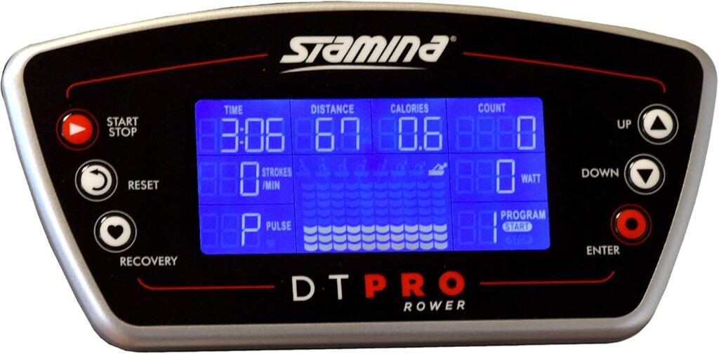 Stamina Pro Dual Air and Magnetic Resistance Rowing Machine Foldable w/Fitness Coaching App and Wireless Chest Strap Heart Monitor - Folding Rowing Machines for Home Use