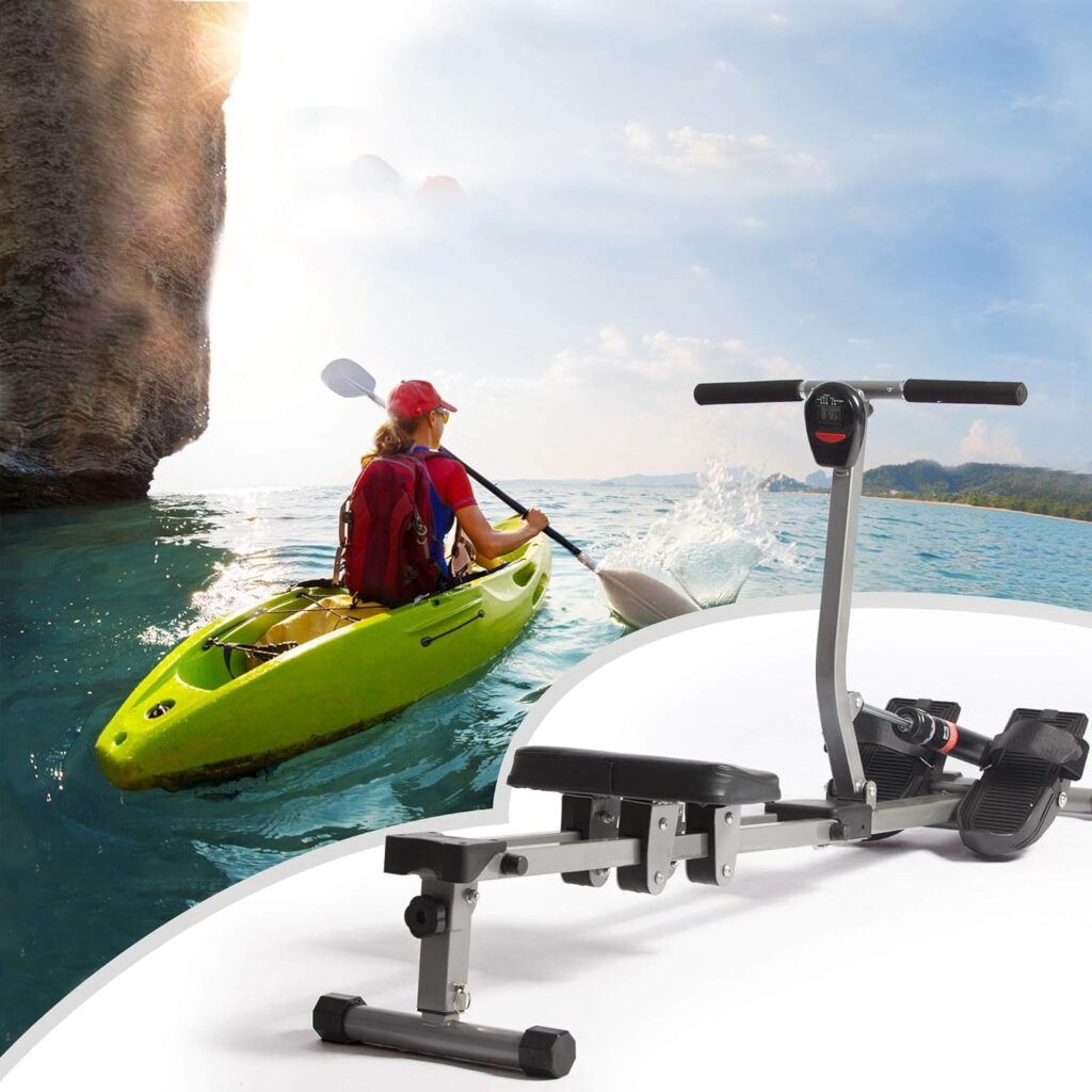 Livebest Foldable Hydraulic Rowing Machine 250lbs Weight Capacity Full Body Stamina Exercise Power with 12 Levels Adjustable Resistance,Home Gyms Training Equipment Fitness Indoor