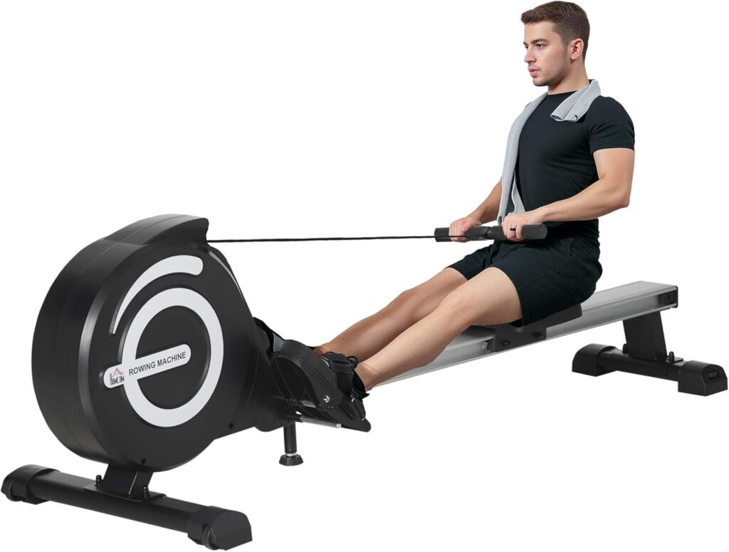 Soozier Magnetic Rowing Machine Adjustable Resistance Rower with LCD Digital Monitor Fully Body Health  Fitness for Home Use