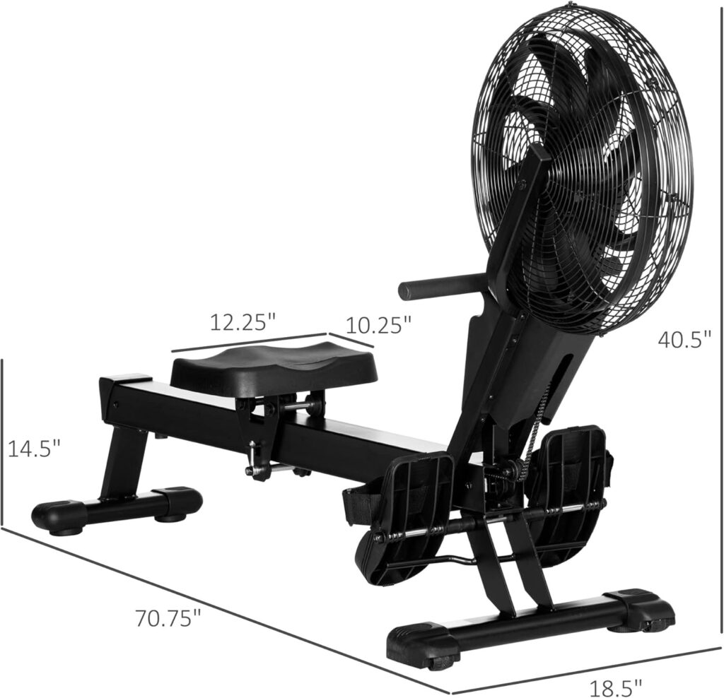 Soozier Air Rowing Machine, Foldable Rower with LCD Digital Monitor  Steel Frame for Home Gym Use
