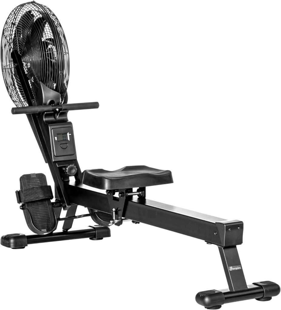 Soozier Air Rowing Machine, Foldable Rower with LCD Digital Monitor  Steel Frame for Home Gym Use