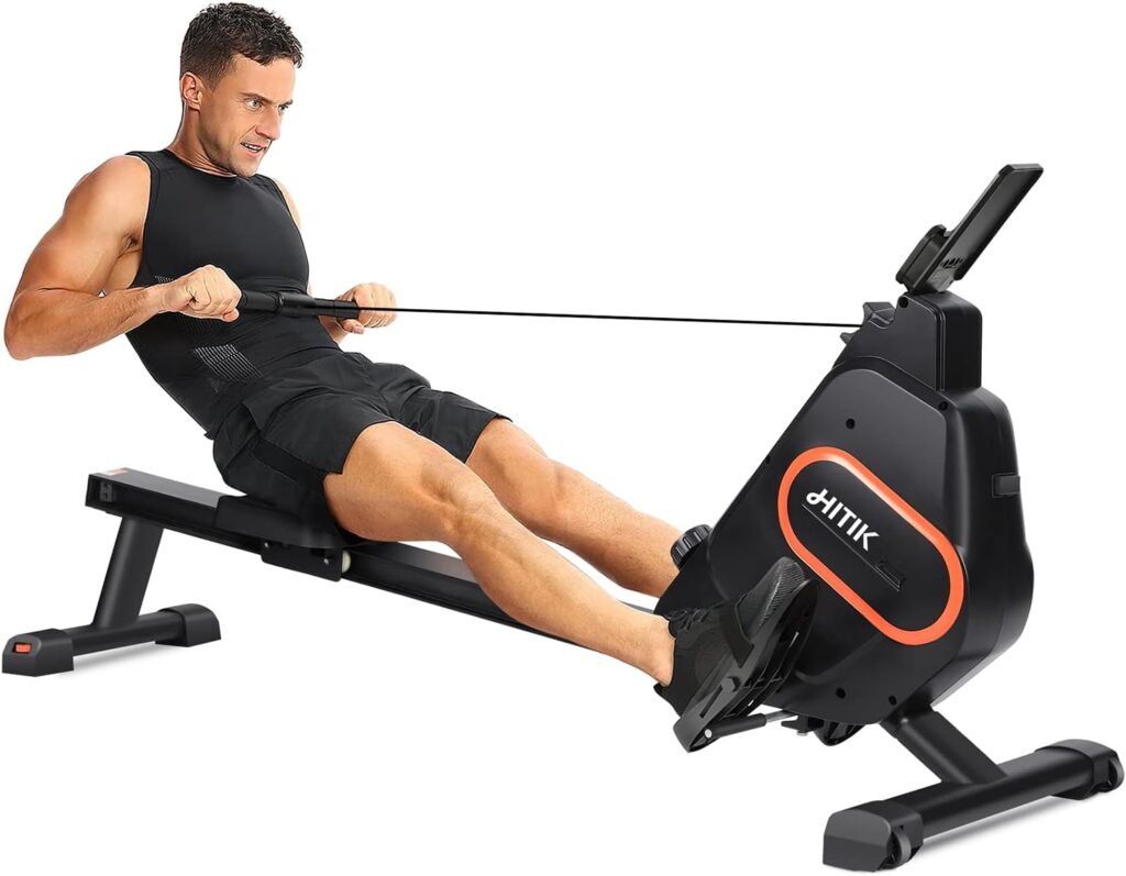 Magnetic Rowing Machine for Home Use 350LB Weight Capacity Super Quiet Ergonomic Rower Machine, 2023 Upgraded Silent Aluminum Slide Rail Row Machine Storage for Only 4.3ft²