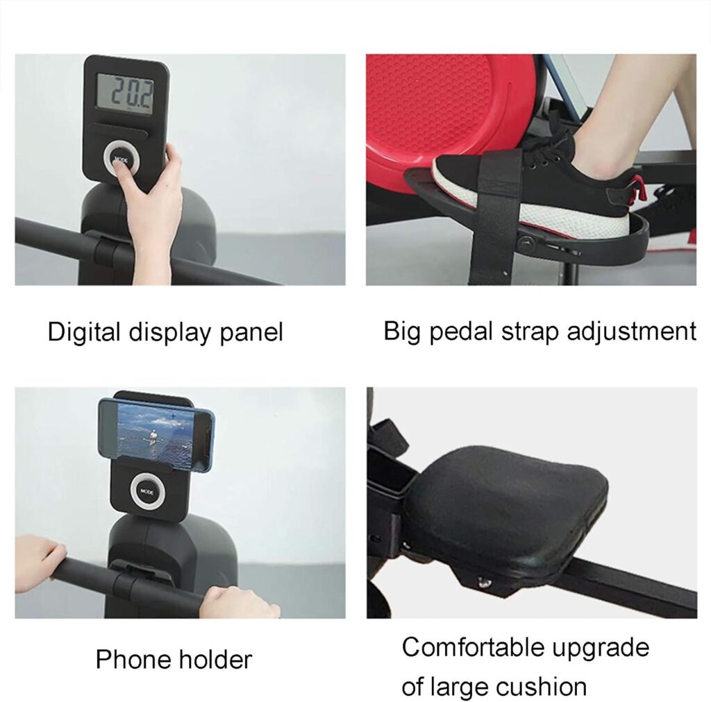 Magnetic Rowing Machine Home Use,Super Silent Indoor Portable Rower,Home Gym Foldable Rowing Machine,Elastic Cord Rowing Machine,with LCD Display,8 Levels of Resistance Adjustment