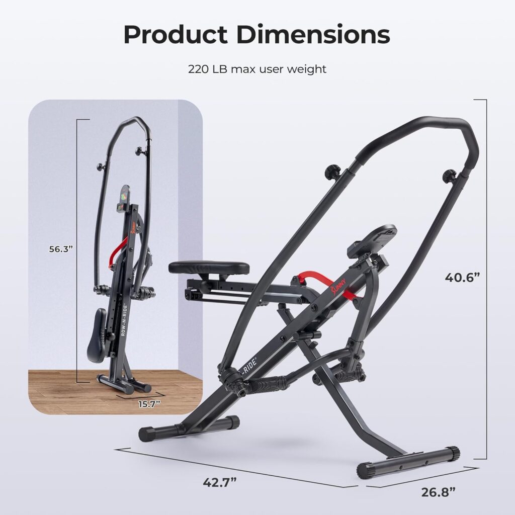 Sunny Health  Fitness Compact Full-Motion Rowing Machine w/Adjustable Resistance, Low-Impact Full-Body Workout Rower w/Long Slide Rail, Space-Saving Design, Optional Free SunnyFit App Connection Sunny Health  Fitness Compact Full-Motion Rowing Machine w/Adjustable Resistance, Low-Impact Full-Body Workout Rower w/Long Slide Rail, Space-Saving Design, Optional Free SunnyFit App Connection