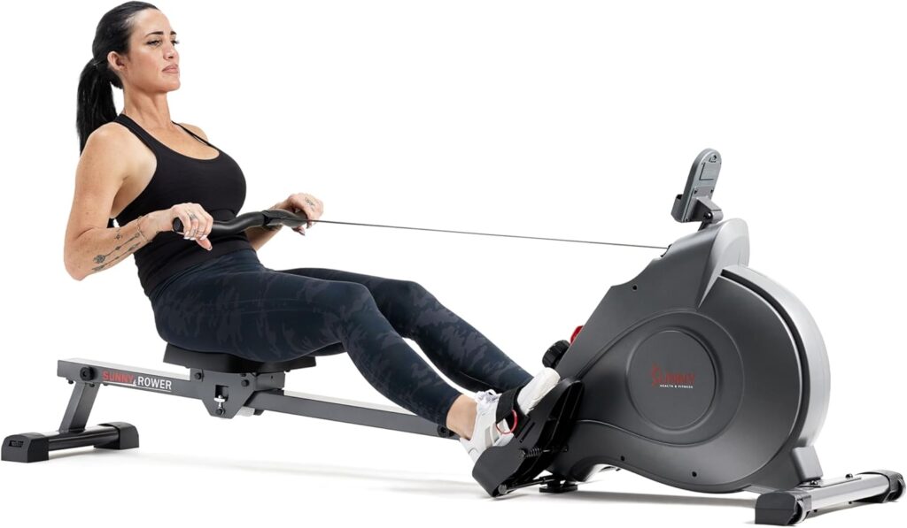 Sunny Health  Fitness Flip  Foldable Rowing Machine for Home w/Extended Slide Rail, Full-Body Workout, Low-Impact, Optional Extra Long Rail, Quiet Rail Cover, Water Motion and Free SunnyFit App Sunny Health  Fitness Flip  Foldable Rowing Machine for Home w/Extended Slide Rail, Full-Body Workout, Low-Impact, Optional Extra Long Rail, Quiet Rail Cover, Water Motion and Free SunnyFit App