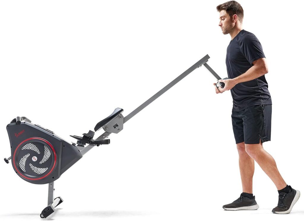 Sunny Health  Fitness Rowing Machine for Low Impact Full Body Workouts Home Training, Flip-able Equipment for EZ-Storage, Optional Magnetic or Air Resistance w/Free SunnyFit App Connection