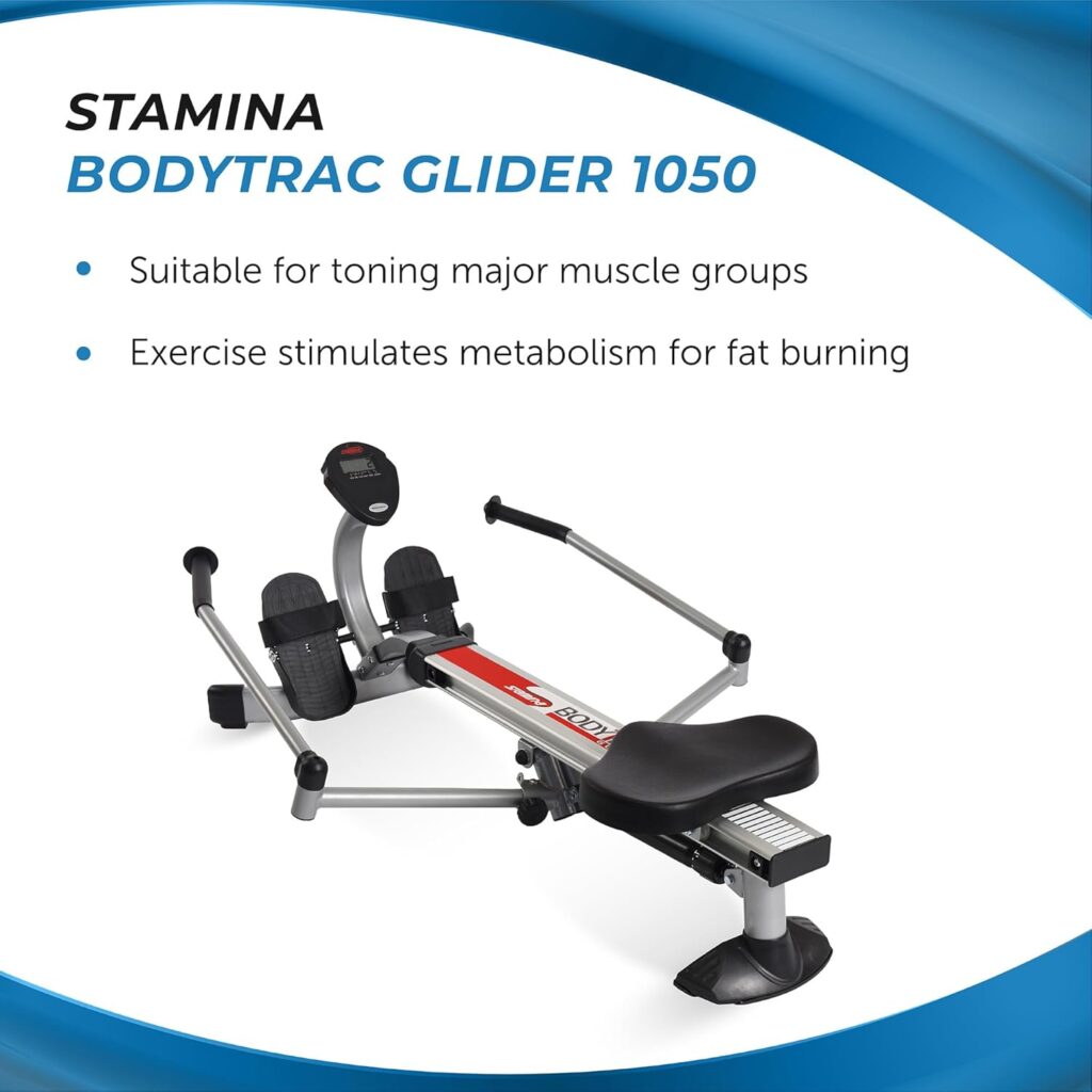 Stamina Hydraulic Rowing Machine, BodyTrac Glider with Cylinder Resistance, 250 Lbs - Home and Gym Exercise Equipment - Ideal for Fitness Training and Body Workout
