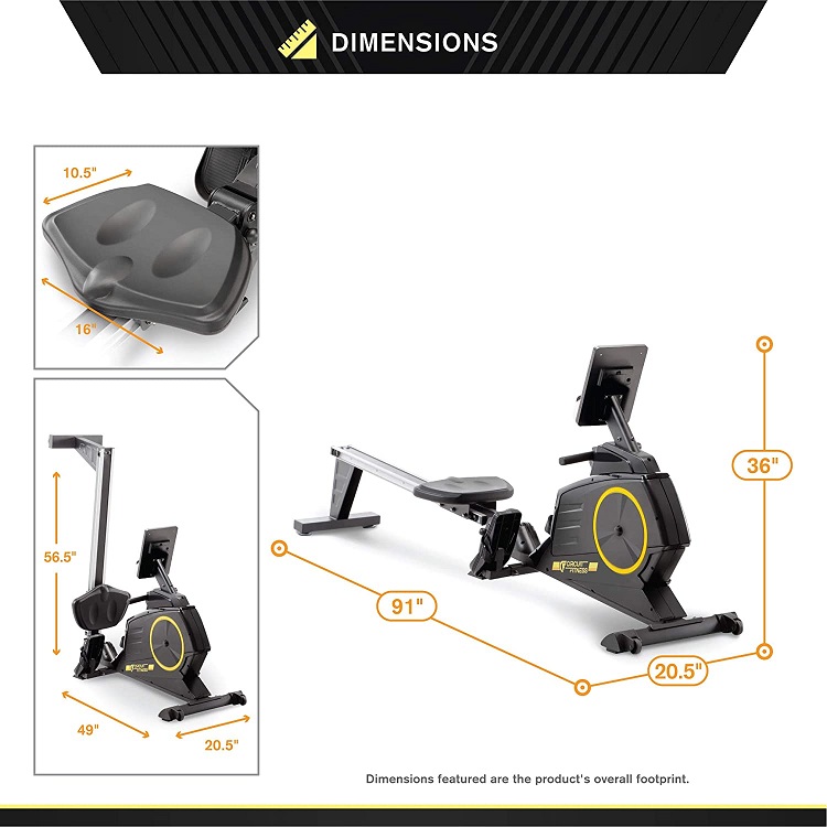 Circuit Fitness Deluxe Foldable Magnetic Rowing Machine with LCD Monitor dimensions