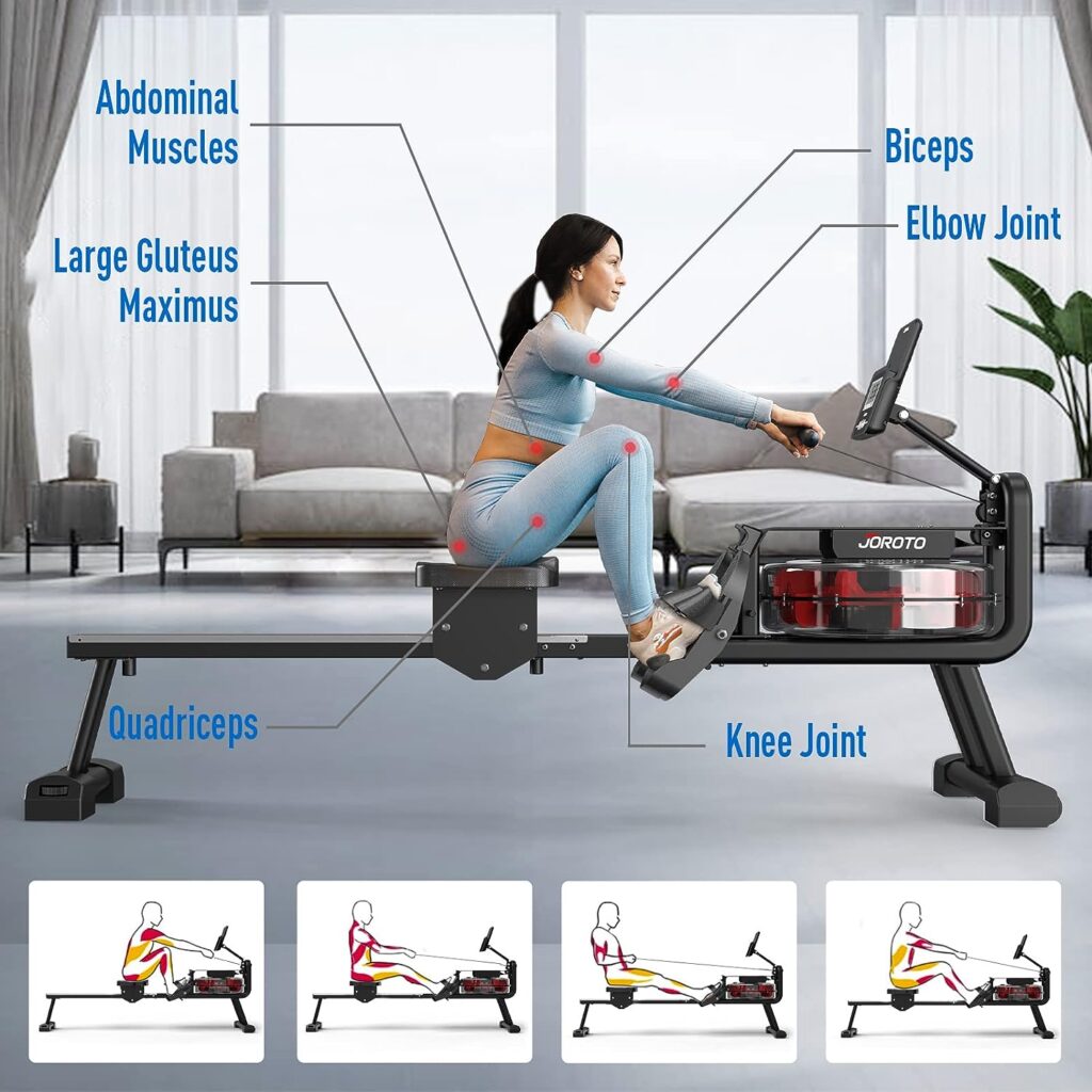 JOROTO MR23 Water Rowing Machine for Home Use, 300 Lbs MAX Weight Capacity Rower Machine with Bluetooth Function, Ipad Holder