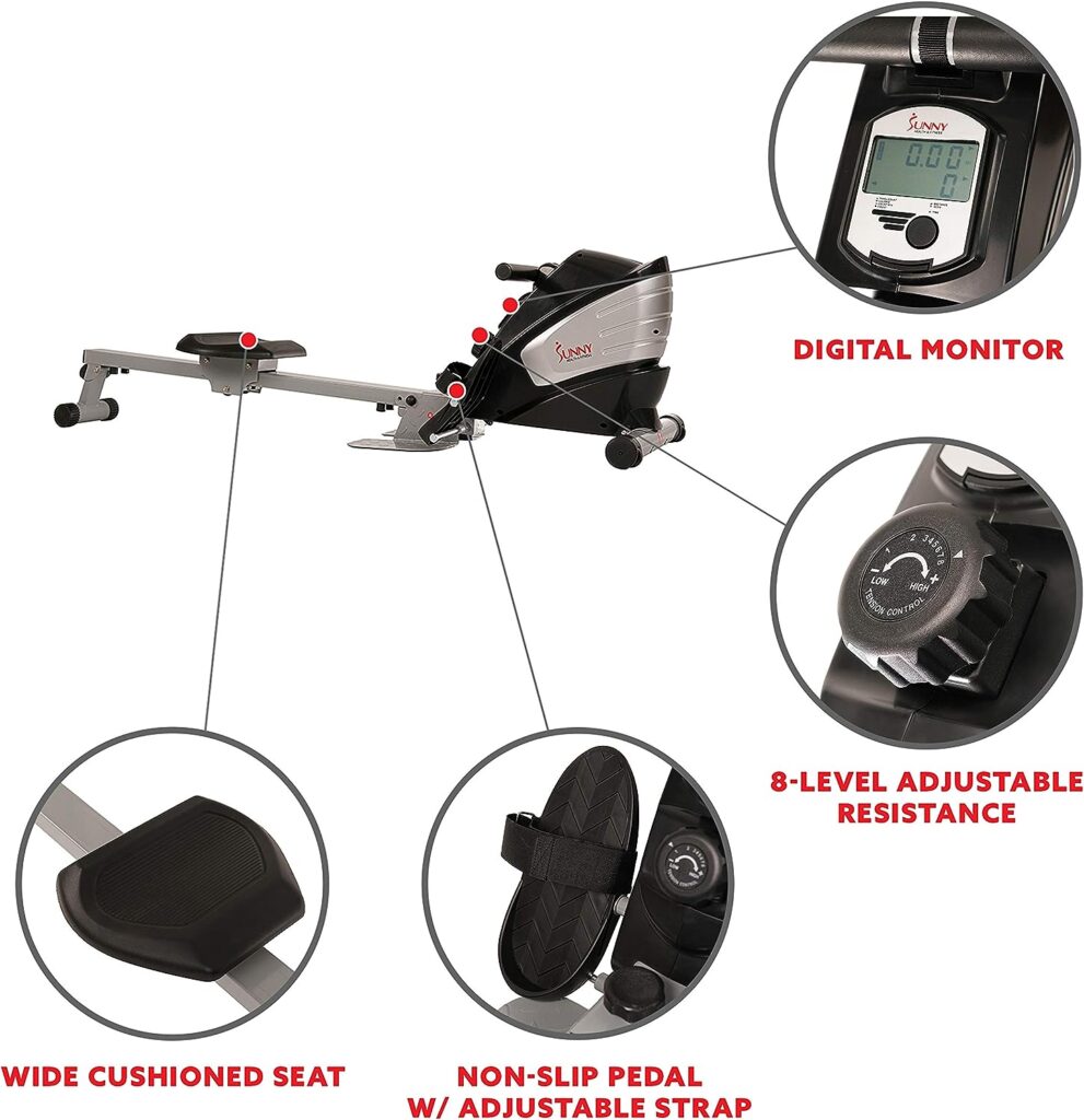 Sunny Health Fitness Rowing Machine with Optional Magnetic Rower or Air Rower Exclusive SunnyFit App and Smart Bluetooth Connectivity Sunny Health Fitness Rowing Machine with Optional Magnetic Rower or Air Rower Exclusive SunnyFit App and Smart Bluetooth Connectivity