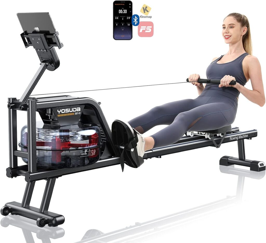 YOSUDA Magnetic/Water Rowing Machine 350 LB Weight Capacity - Foldable Rower for Home Use with LCD Monitor, Tablet Holder and Comfortable Seat Cushion YOSUDA Magnetic/Water Rowing Machine 350 LB Weight Capacity - Foldable Rower for Home Use with LCD Monitor, Tablet Holder and Comfortable Seat Cushion