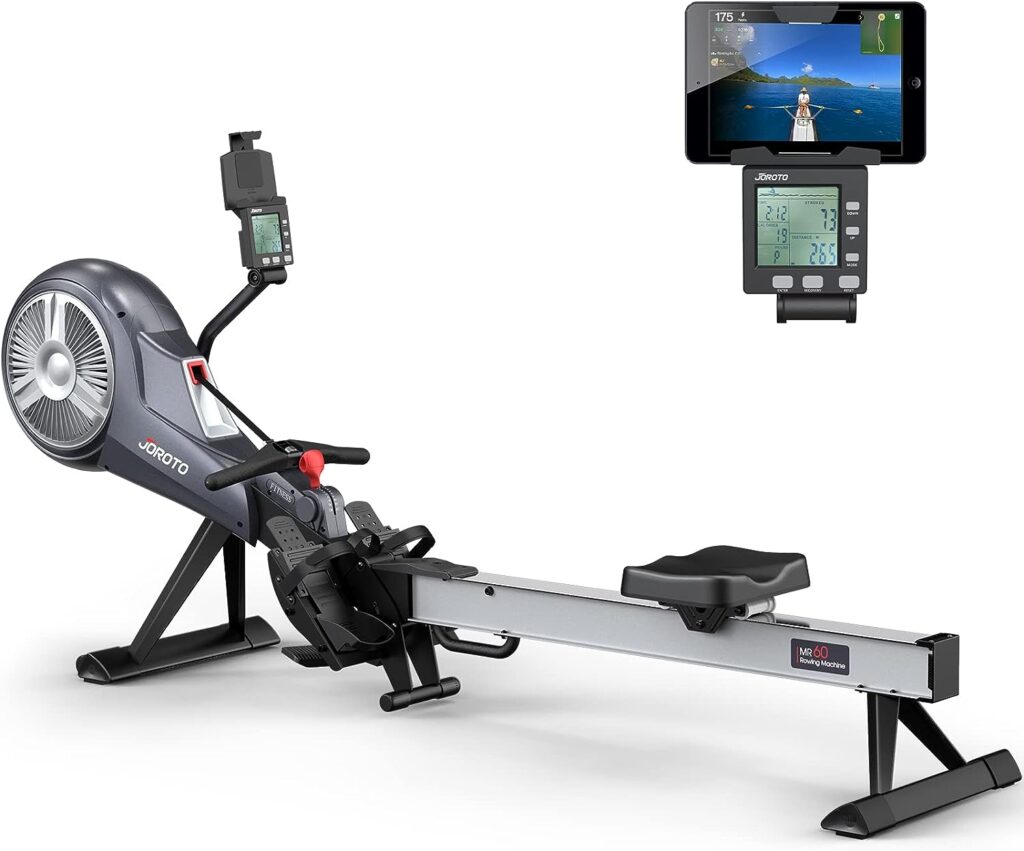 JOROTO Rowing Machine - Air  Magnetic Resistance Rowing Machines for Home Use, Commercial Grade Foldable Rower Machine with Bluetooth  Smart Backlit Monitor