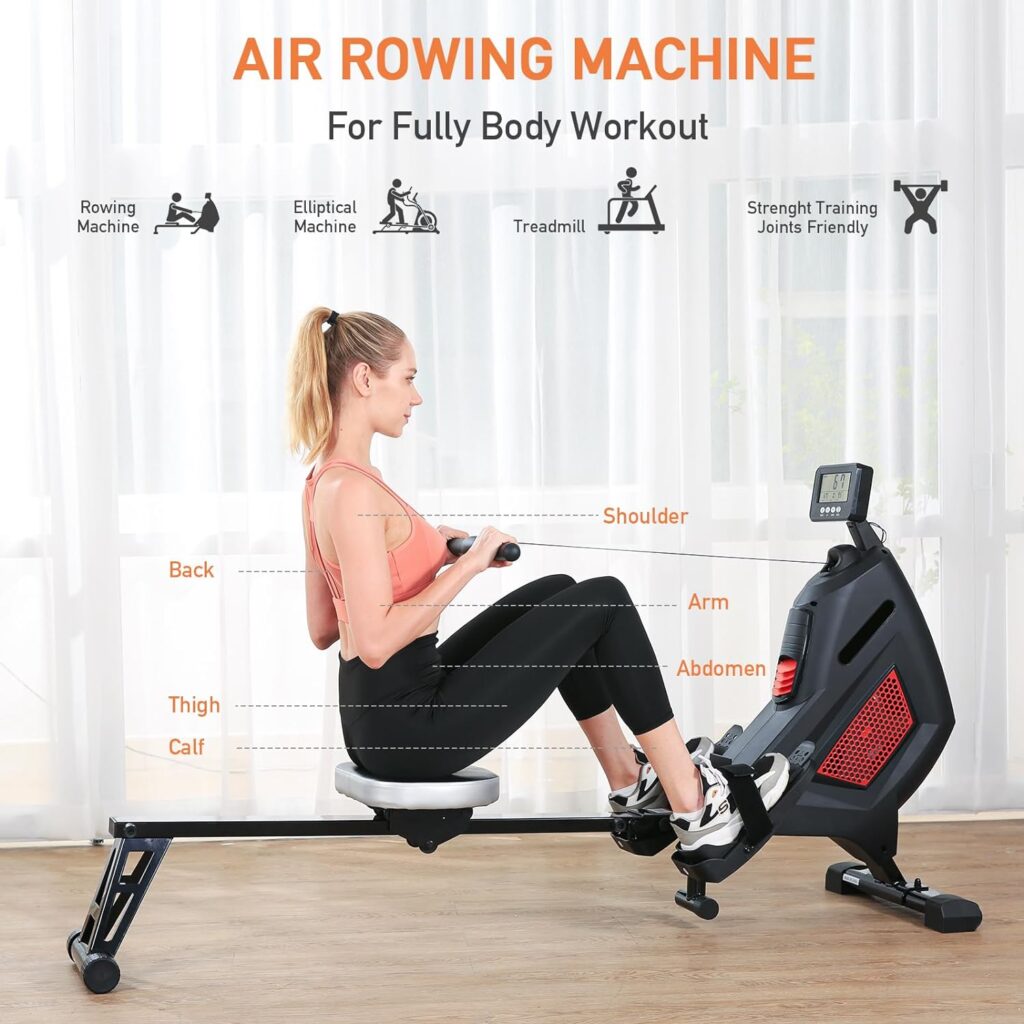 Rowing Machine Folding Magnetic Air Rowing Machines, Indoor Rower Machine for Home Use, 8 Levels Quiet Magnetic Air Dual Resistance Foldable Rower for Exercise Gyms Training, 250 LBS Max Weight Rowing Machine Folding Magnetic Air Rowing Machines, Indoor Rower Machine for Home Use, 8 Levels Quiet Magnetic Air Dual Resistance Foldable Rower for Exercise Gyms Training, 250 LBS Max Weight