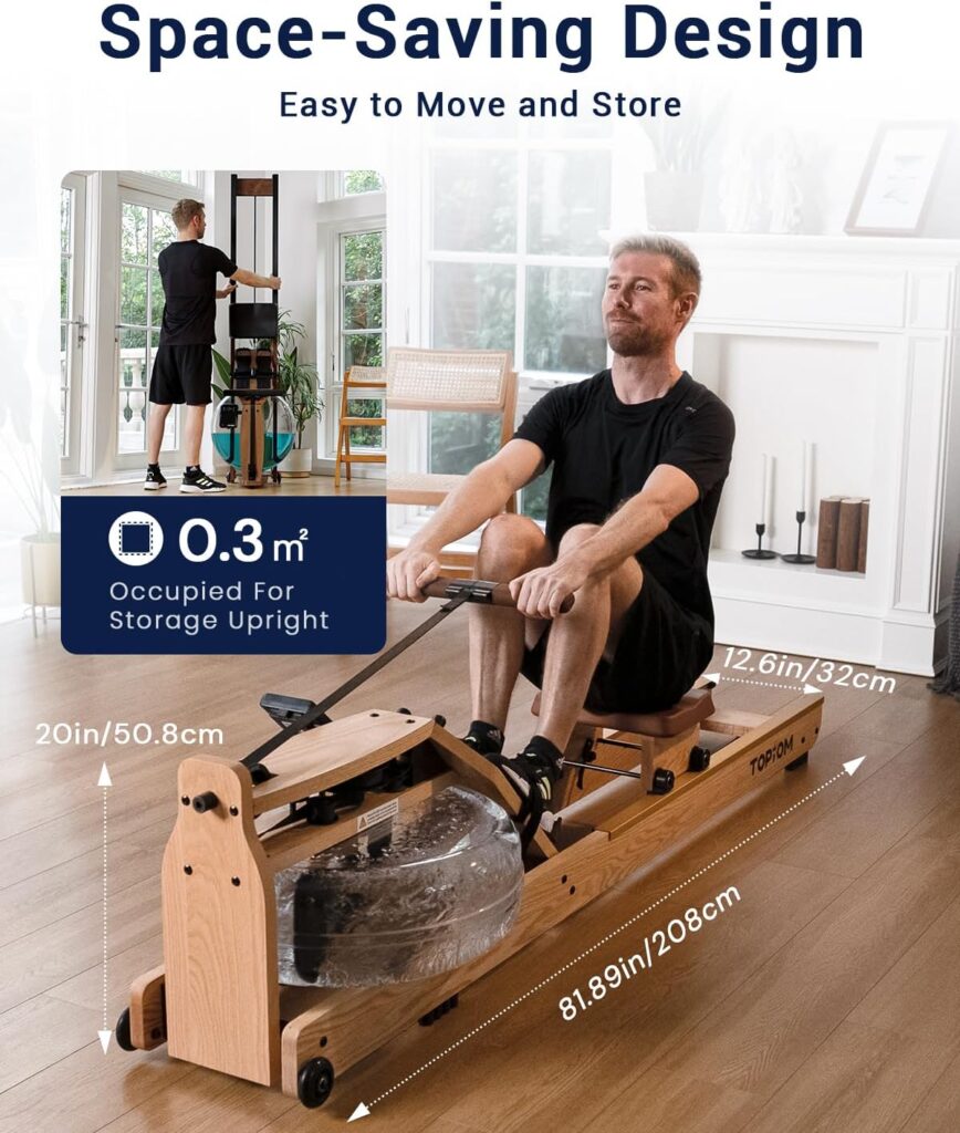 TOPIOM Water Rower Rowing Machine with TM-3 Performance Monitor, 400 lbs Max Load TOPIOM Water Rower Rowing Machine with TM-3 Performance Monitor, 400 lbs Max Load