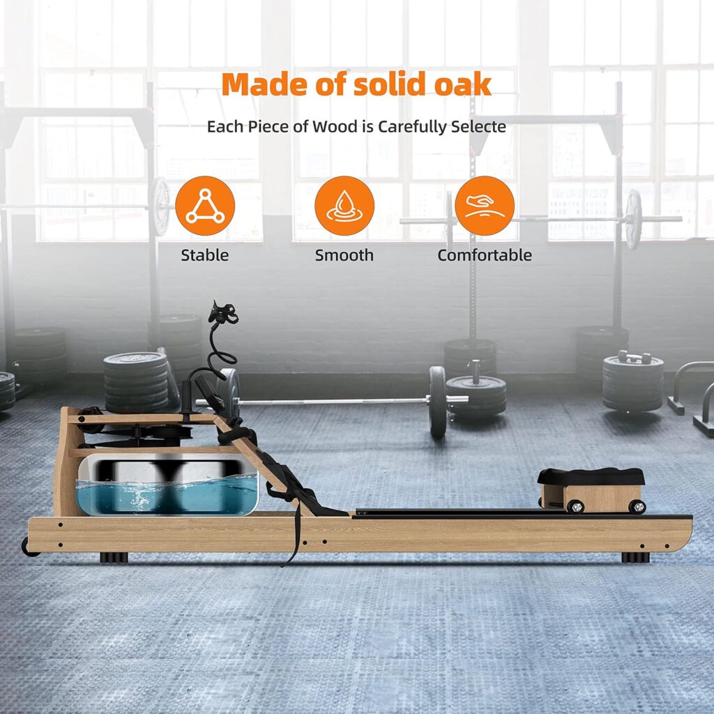 Wooden Water Resistance Rowing Machine - Home Indoor Fitness Equipment for Full Body Exercise and Aerobic Training Beige Wooden Water Resistance Rowing Machine - Home Indoor Fitness Equipment for Full Body Exercise and Aerobic Training Beige