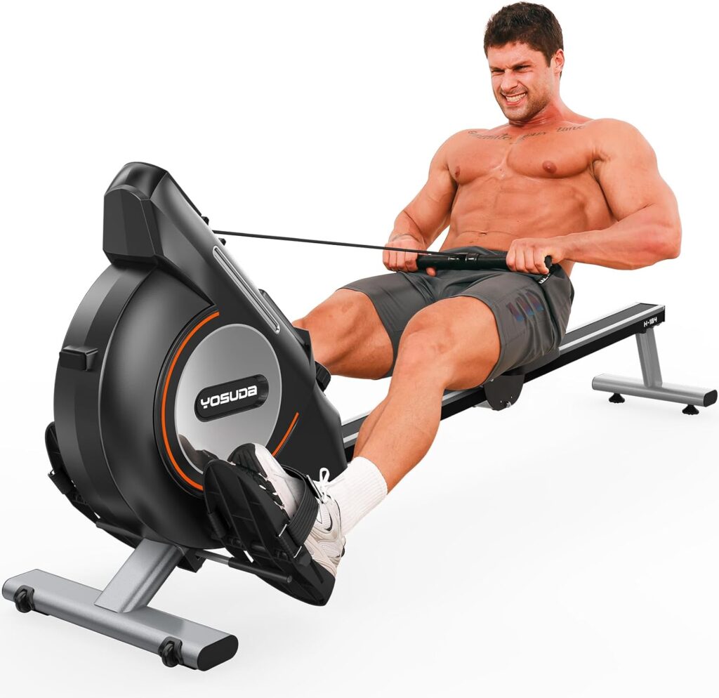 YOSUDA Magnetic Rowing Machine 350 LB Weight Capacity - 16 Levels Resistance for Home Use with LCD Monitor, Tablet Holder and Comfortable Seat Cushion