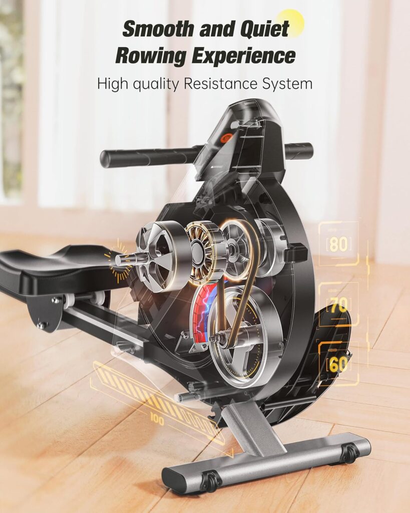YOSUDA Magnetic Rowing Machine 350 LB Weight Capacity - 16 Levels Resistance for Home Use with LCD Monitor, Tablet Holder and Comfortable Seat Cushion