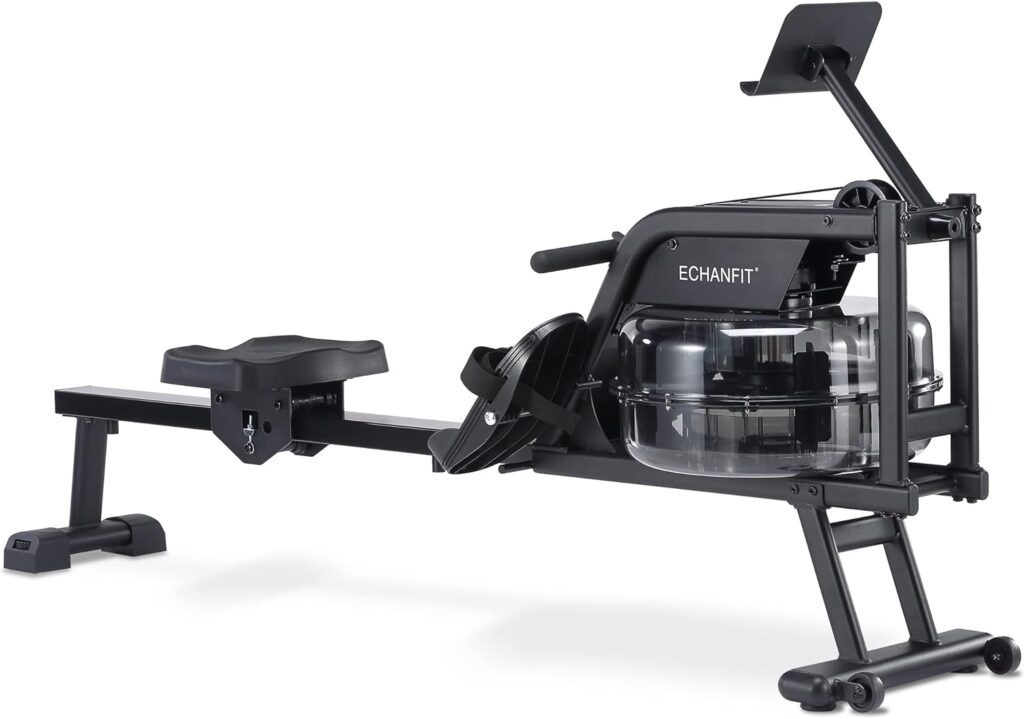 ECHANFIT Magnetic/Water Rowing Machine for Home Use Rower with Adjustable Resistance, LCD Monitor, Tablet Holder and 350 LB Weight Capacity, Optional Bluetooth Function and Free App ECHANFIT Magnetic/Water Rowing Machine for Home Use Rower with Adjustable Resistance, LCD Monitor, Tablet Holder and 350 LB Weight Capacity, Optional Bluetooth Function and Free App
