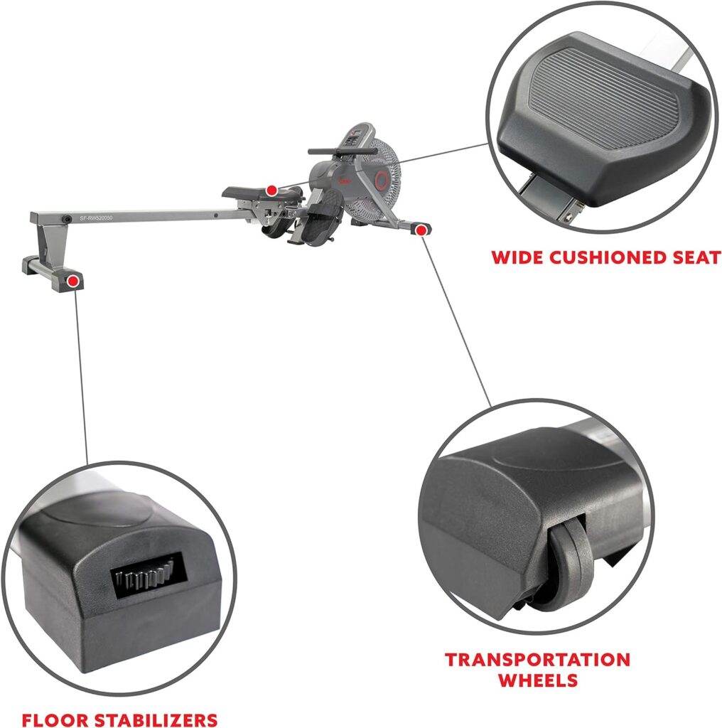 Sunny Health  Fitness Air Fan Rowing Machine Ergometer - SF-RW520050,Silver