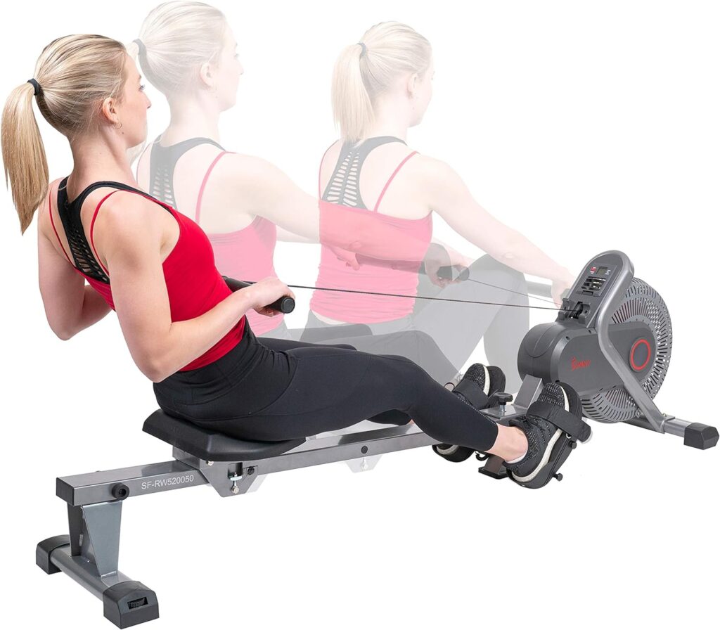 Sunny Health  Fitness Air Fan Rowing Machine Ergometer - SF-RW520050,Silver