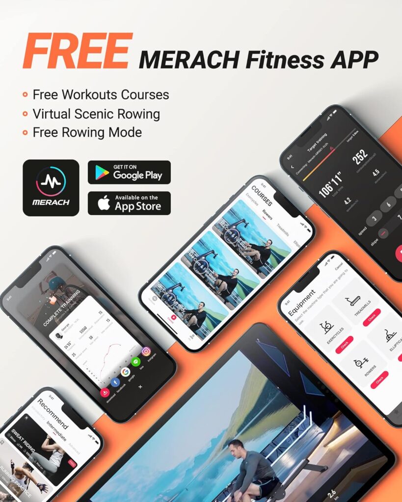 MERACH Bluetooth Rowing Machine EQ1S  Indoor Cycling Bike TT with Magnetic Resistance, App Compatible