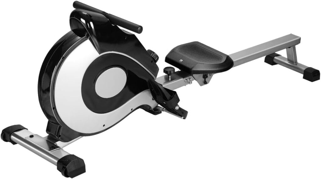 Rowing Machine, Foldable Magnetic Rowing Machine with Extended Rails, with LED Display