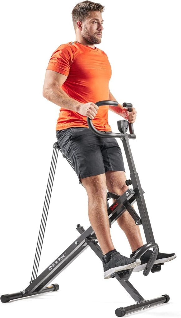Sunny Health  Fitness Row-N-Ride® Plus, Heavy Duty Assisted Squat Machine with 300 LB Max Weight Capacity, Adjustable Resistance and Thick Padded Seat - NO. 077PLUS