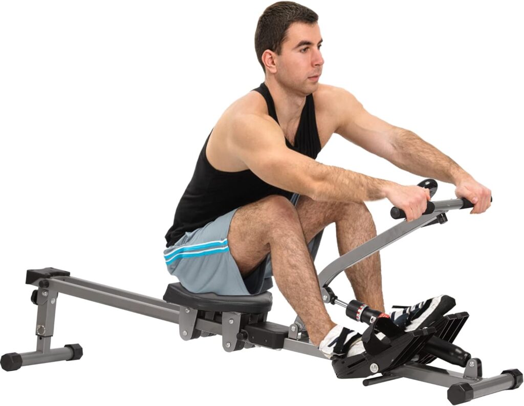 Hydraulic Rowing Machine for Home Use, Full Body Training Equipment with 12 Levels Adjustable Resistance, Foldable for Home Workout  Fitness, 260 Lbs Weight Capacity