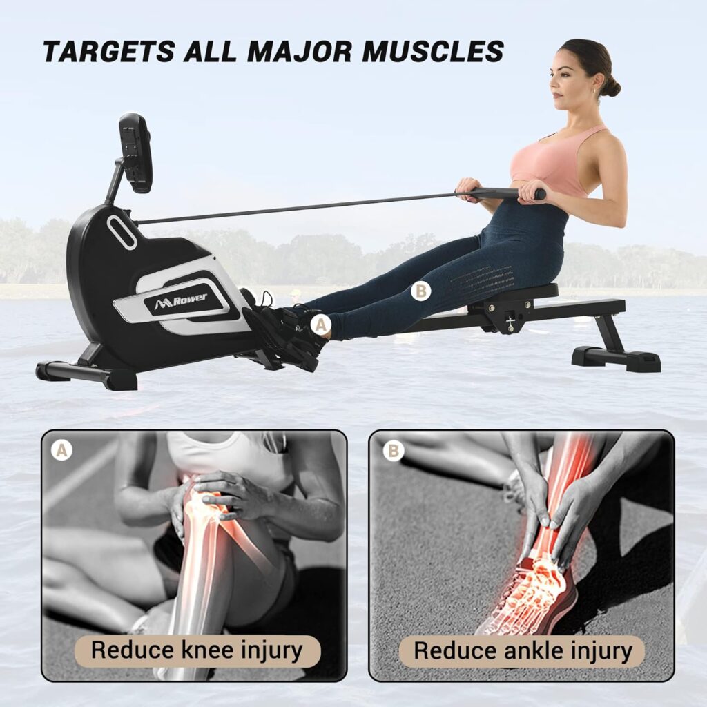 Merax Rowing Machine, Water Rower Machine for Home use, Indoor Cardio Training Exercise Water Resistance Rower with Max 330 lbs Weight Capacity, Aluminum Slide Rail with LCD Monitor