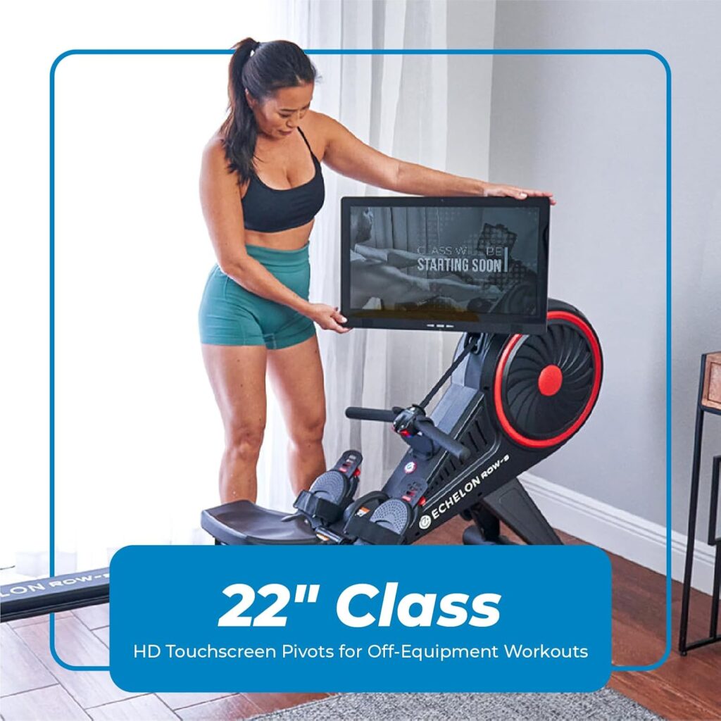 Echelon Row Series – Foldable Rowing Machine for Full-Body, Low-Impact Workouts with 22” Rotating HD Screen, Built-In Soundbar, Bluetooth Resistance  30-Day Membership with Live Classes