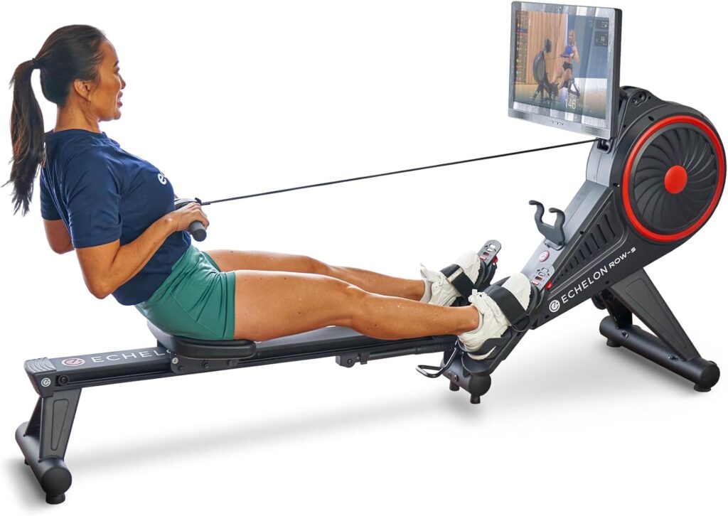 Echelon Row Series – Foldable Rowing Machine for Full-Body, Low-Impact Workouts with 22” Rotating HD Screen, Built-In Soundbar, Bluetooth Resistance  30-Day Membership with Live Classes
