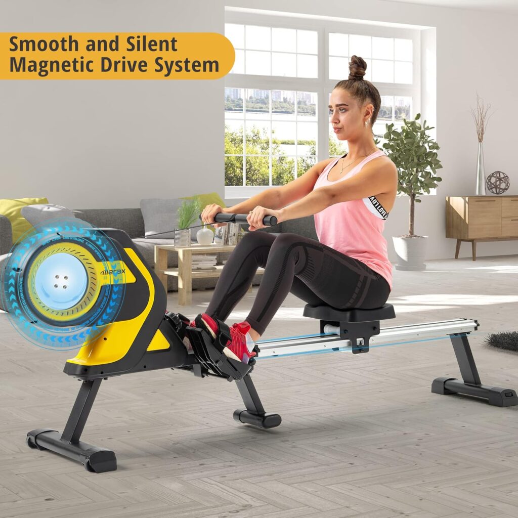 Merax Magnetic Rowing Machine Foldable Exercise Rower 14-Level Adjustable Resistance for Cardio