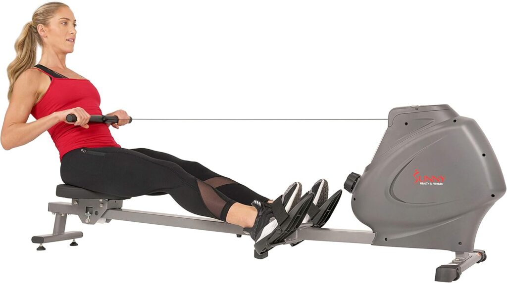 Sunny Health  Fitness Magnetic Rowing Machine for Home Exercise, Quiet  Smooth Rower with Compact Storage and Optional Free SunnyFit App Connectivity