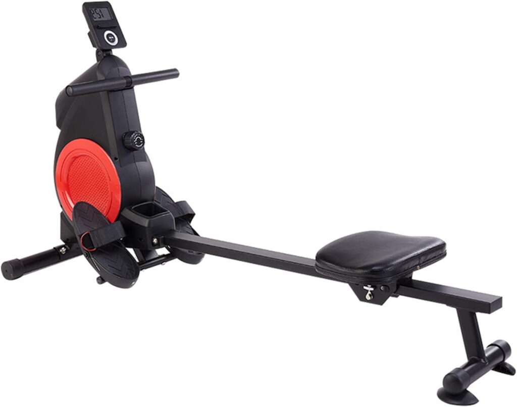 Magnetic Rowing Machine Home Use,Super Silent Indoor Portable Rower,Home Gym Foldable Rowing Machine,Elastic Cord Rowing Machine,with LCD Display,8 Levels of Resistance Adjustment