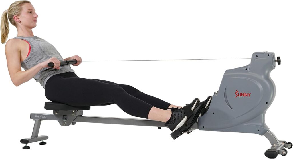Sunny Health  Fitness Silent Magnetic Rowing Machine with 16 Level Resistance – Home Rower Designed for Low-Impact Full-Body Workouts and Users up to 220 LB - SF-RW5987