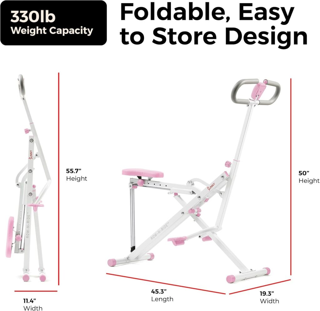 Sunny Health Fitness Smart Row-N-Ride Glute Leg Trainer, Foldable Squat Assist Rower with Exclusive SunnyFit App Connection Sunny Health Fitness Smart Row-N-Ride Glute Leg Trainer, Foldable Squat Assist Rower with Exclusive SunnyFit App Connection