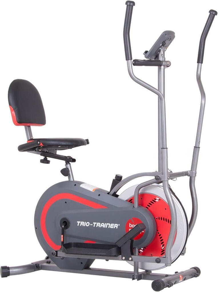 [BODY POWER] 2nd Generation Patented 3-in-1 Home Gym, Upright Compact Exercise Bike, Elliptical Machine  Recumbent Bike, Trio Trainer with Heartrate Monitor, Safety Brake Pad. BRT5088