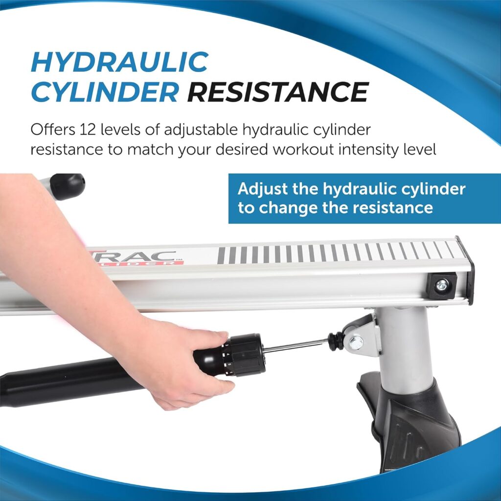 Stamina Hydraulic Rowing Machine, BodyTrac Glider with Cylinder Resistance, 250 Lbs - Home and Gym Exercise Equipment - Ideal for Fitness Training and Body Workout